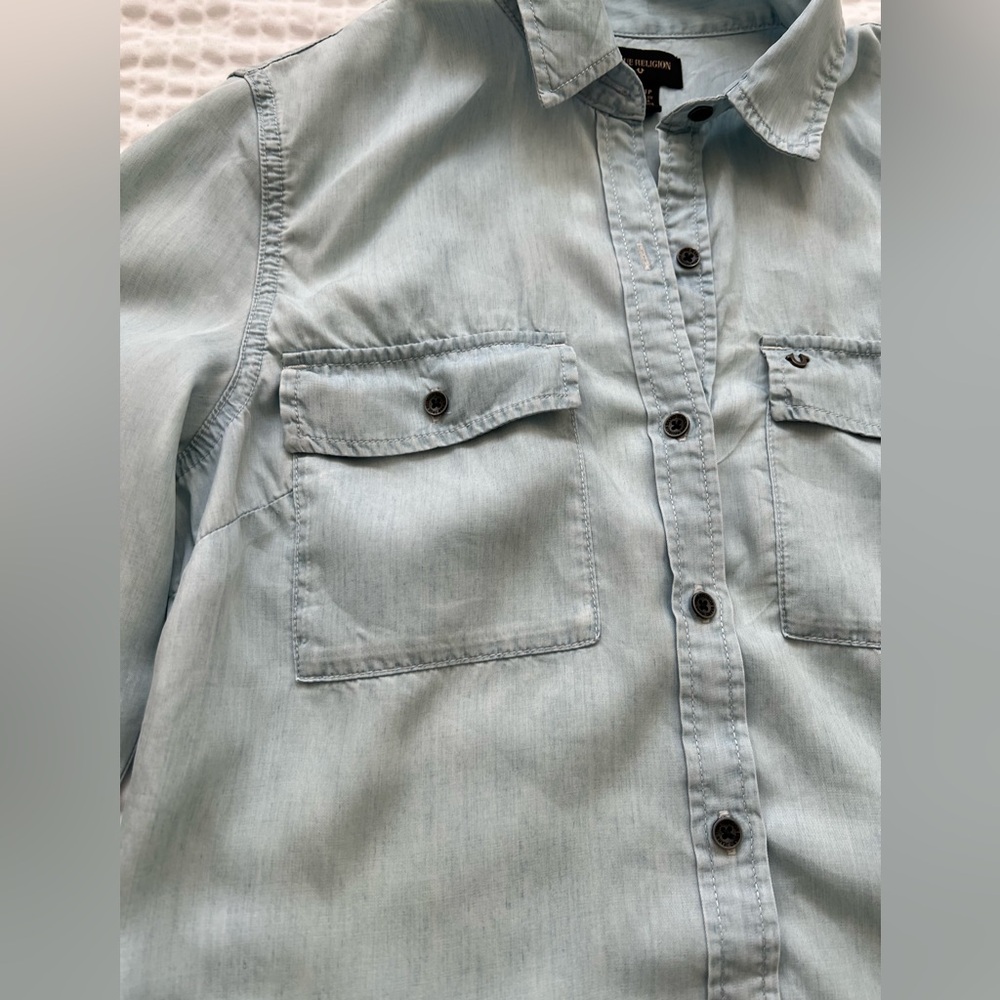 True Religion- Utility Button Down Shirt- Light Blue- XS - Picture 8 of 13